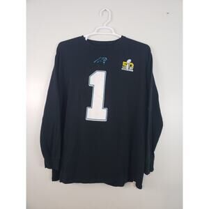 (M5) Carolina Panthers Newton #1 Mens T-shirt Size 2XL Black Tee Super Bowl 50